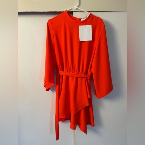 Orange silk dress with ruffles and bell sleeve from IRO size US 4 - Picture 4 of 5